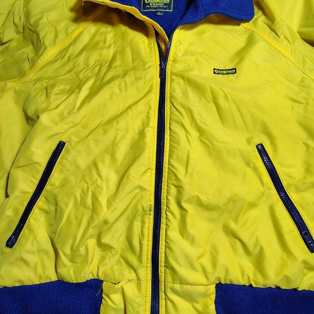 OshKosh B'Gosh Kids Yellow Blue Fleece‎ Lined Zip Up Jacket Coat L